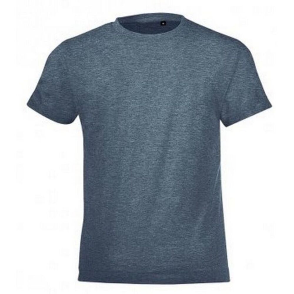 SOLS Childrens/Kids Regent Short Sleeve Fitted T-Shirt / Heather Denim